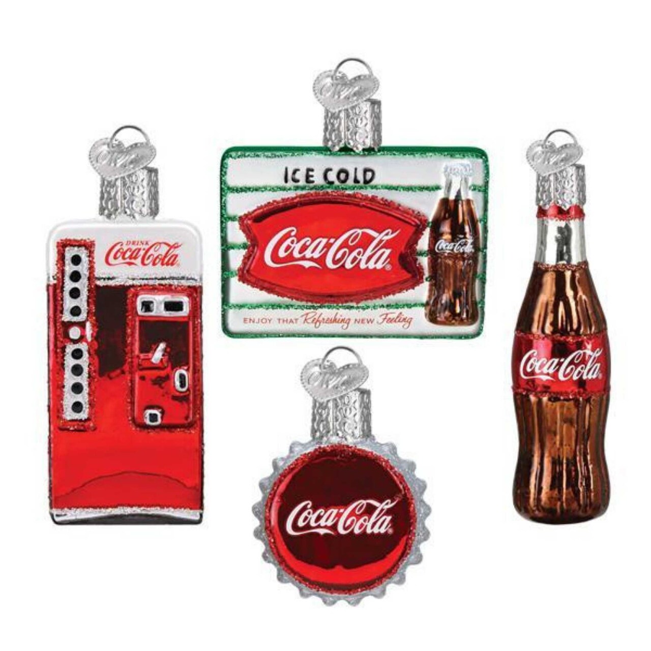Old World Christmas 3.25 In Coca Cola Mini Diner Set Christmas Tree Ornament , Ice Cold